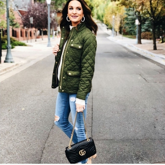 JCrew Black Quilted Jacket with Gold Accents, Size XS - Picture 10 of 11